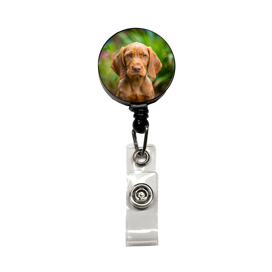 Wirehaired Vizsla Dog Puppy Photo Retractable ID Key Card Name Tag Badge Holder with Clip