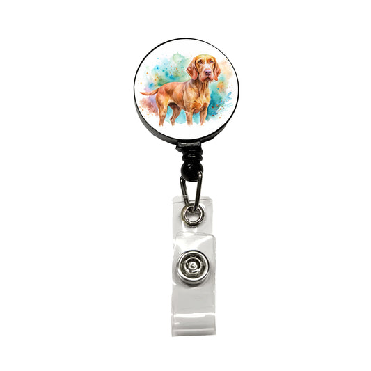 Wirehaired Vizsla Dog Watercolor Style Retractable ID Key Card Name Tag Badge Holder with Clip