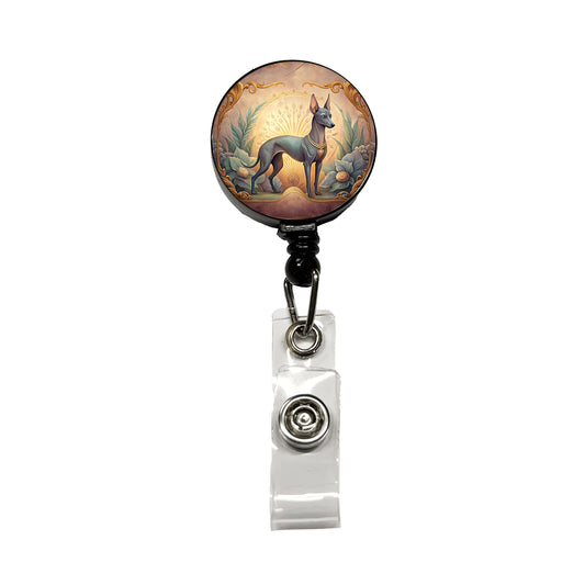 Xoloitzcuintli Xolo Mexican Hairless Dog Art Nouveau Retractable ID Key Card Name Tag Badge Holder with Clip