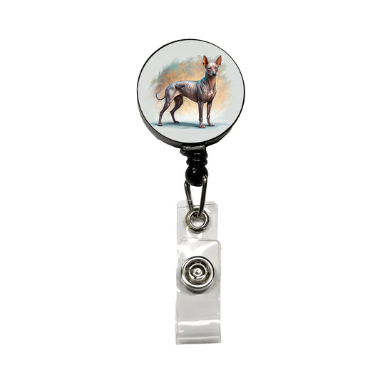 Xoloitzcuintli Xolo Mexican Hairless Dog Illustration Retractable ID Key Card Name Tag Badge Holder with Clip
