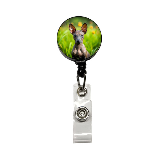 Xoloitzcuintli Xolo Mexican Hairless Dog Puppy Photo Retractable ID Key Card Name Tag Badge Holder with Clip