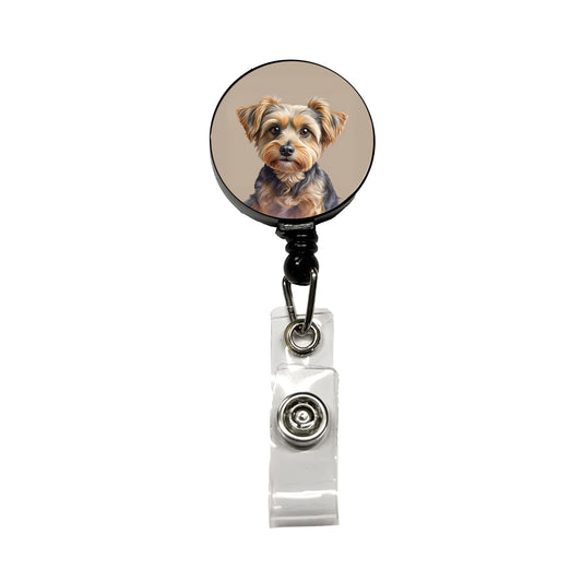 Yorkipoo Dog Illustration Retractable ID Key Card Name Tag Badge Holder with Clip