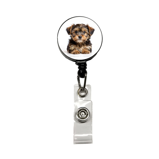 Yorkipoo Dog Puppy Photo Retractable ID Key Card Name Tag Badge Holder with Clip