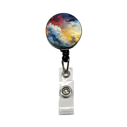 Cloudy Sky Colors Retractable ID Key Card Name Tag Badge Holder with Clip