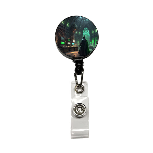 Evil Supervillain Lair Retractable ID Key Card Name Tag Badge Holder with Clip
