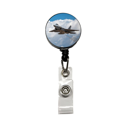 F-22 Raptor In Flight US Air Force Fighter Plane Retractable ID Key Card Name Tag Badge Holder with Clip