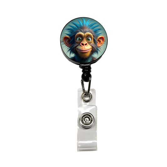 Funny Funky Crazy Monkey Retractable ID Key Card Name Tag Badge Holder with Clip