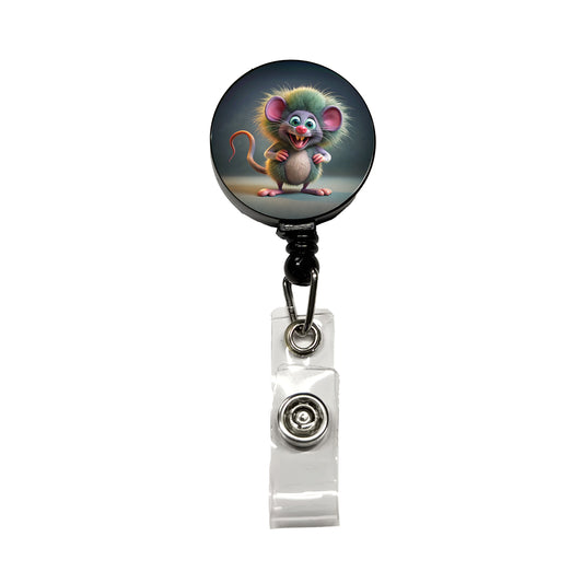 Funny Funky Crazy Mouse Retractable ID Key Card Name Tag Badge Holder with Clip