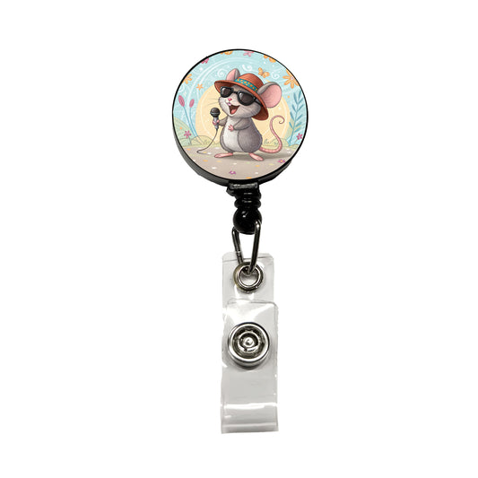 Funny Singing Cool Mouse Retractable ID Key Card Name Tag Badge Holder with Clip