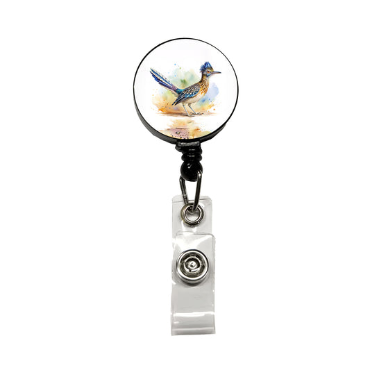 Greater Roadrunner New Mexico State Bird Watercolor Retractable ID Key Card Name Tag Badge Holder with Clip
