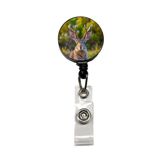 Jackalope In The Wild Retractable ID Key Card Name Tag Badge Holder with Clip