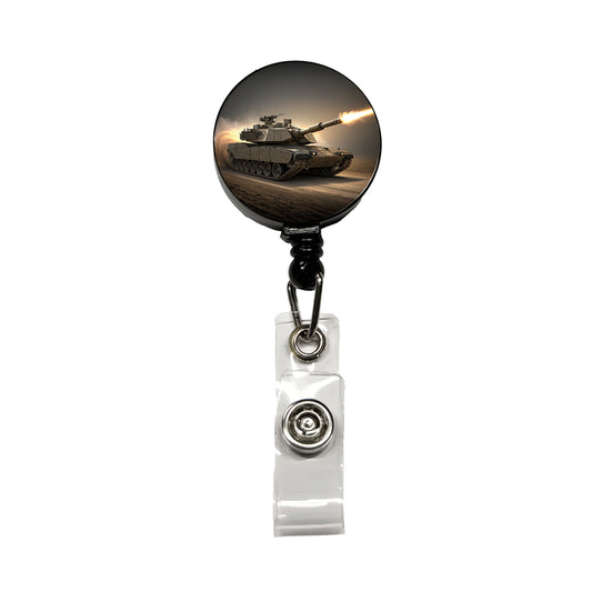 M1 Abrams Tank Firing Main Weapon Retractable ID Key Card Name Tag Badge Holder with Clip