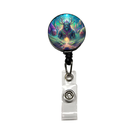 Psychedelic Forest Spirits Vibrant Colors Retractable ID Key Card Name Tag Badge Holder with Clip