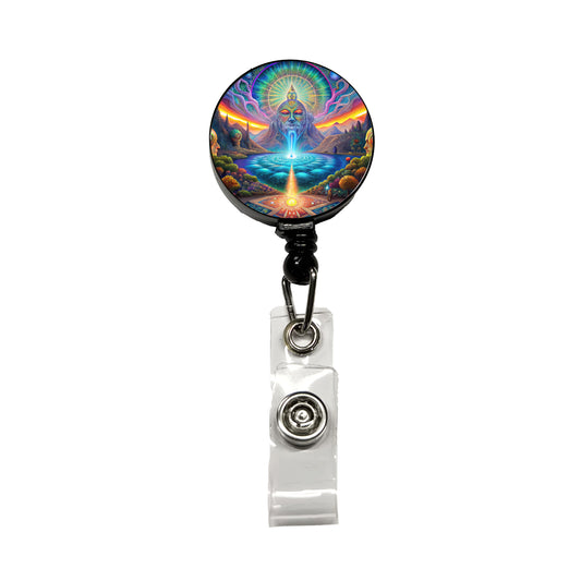 Psychedelic Mysticism Mystical Scene Retractable ID Key Card Name Tag Badge Holder with Clip