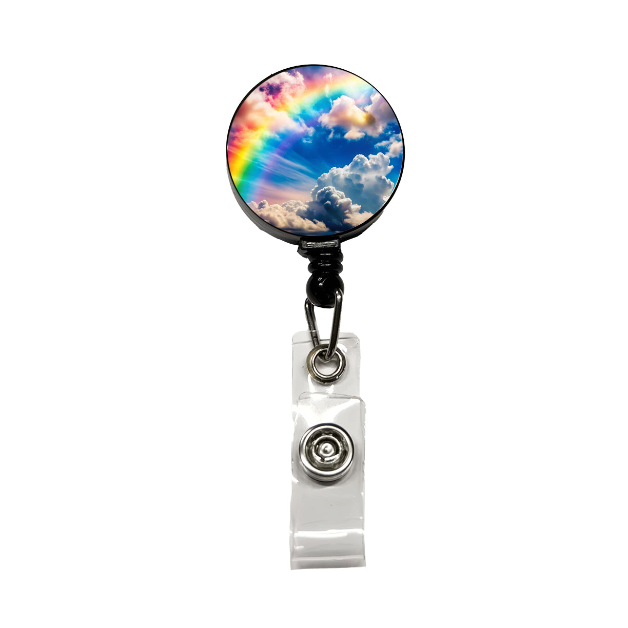 Rainbow in Cloudy Sky Retractable ID Key Card Name Tag Badge Holder with Clip