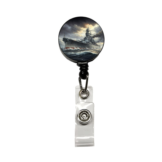 WWII Yamato-Class Battleship At Sea Retractable ID Key Card Name Tag Badge Holder with Clip