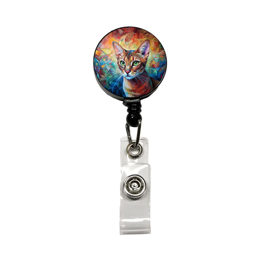 Abyssinian Cat Abstract Art Retractable ID Key Card Name Tag Badge Holder with Clip