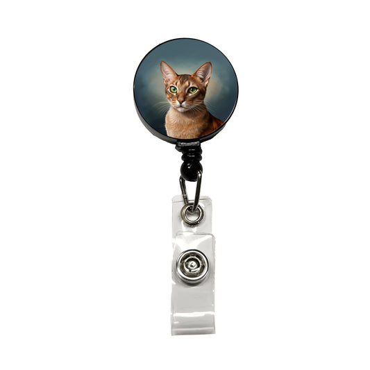 Abyssinian Cat Illustration Retractable ID Key Card Name Tag Badge Holder with Clip