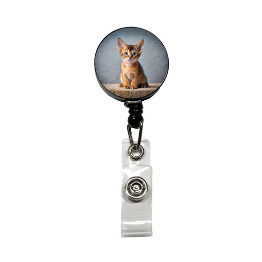 Abyssinian Cat Kitten Photo Retractable ID Key Card Name Tag Badge Holder with Clip