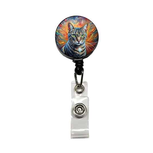 American Shorthair Cat Abstract Art Retractable ID Key Card Name Tag Badge Holder with Clip