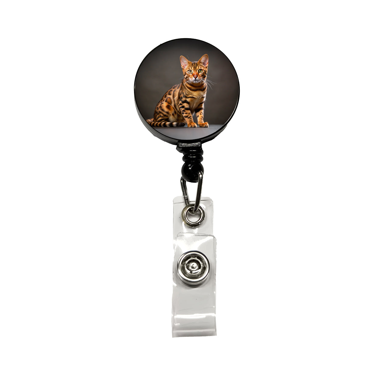 Bengal Cat Photo Retractable ID Key Card Name Tag Badge Holder with Clip