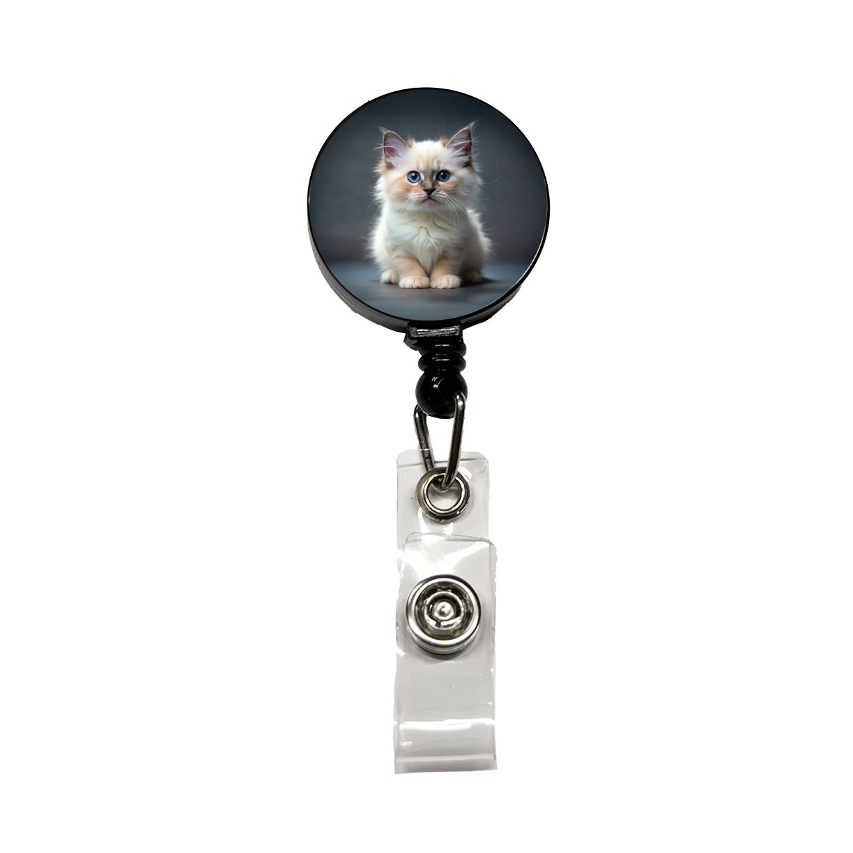 Birman Cat Kitten Photo Retractable ID Key Card Name Tag Badge Holder with Clip