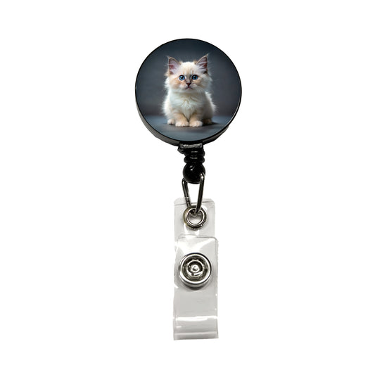 Birman Cat Kitten Photo Retractable ID Key Card Name Tag Badge Holder with Clip