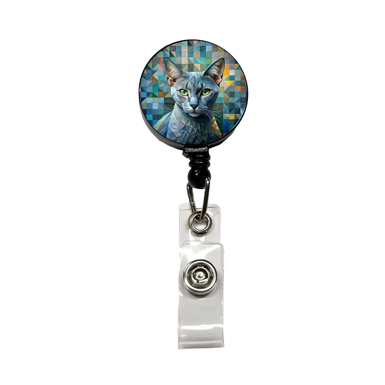 Burmese Cat Abstract Art Retractable ID Key Card Name Tag Badge Holder with Clip