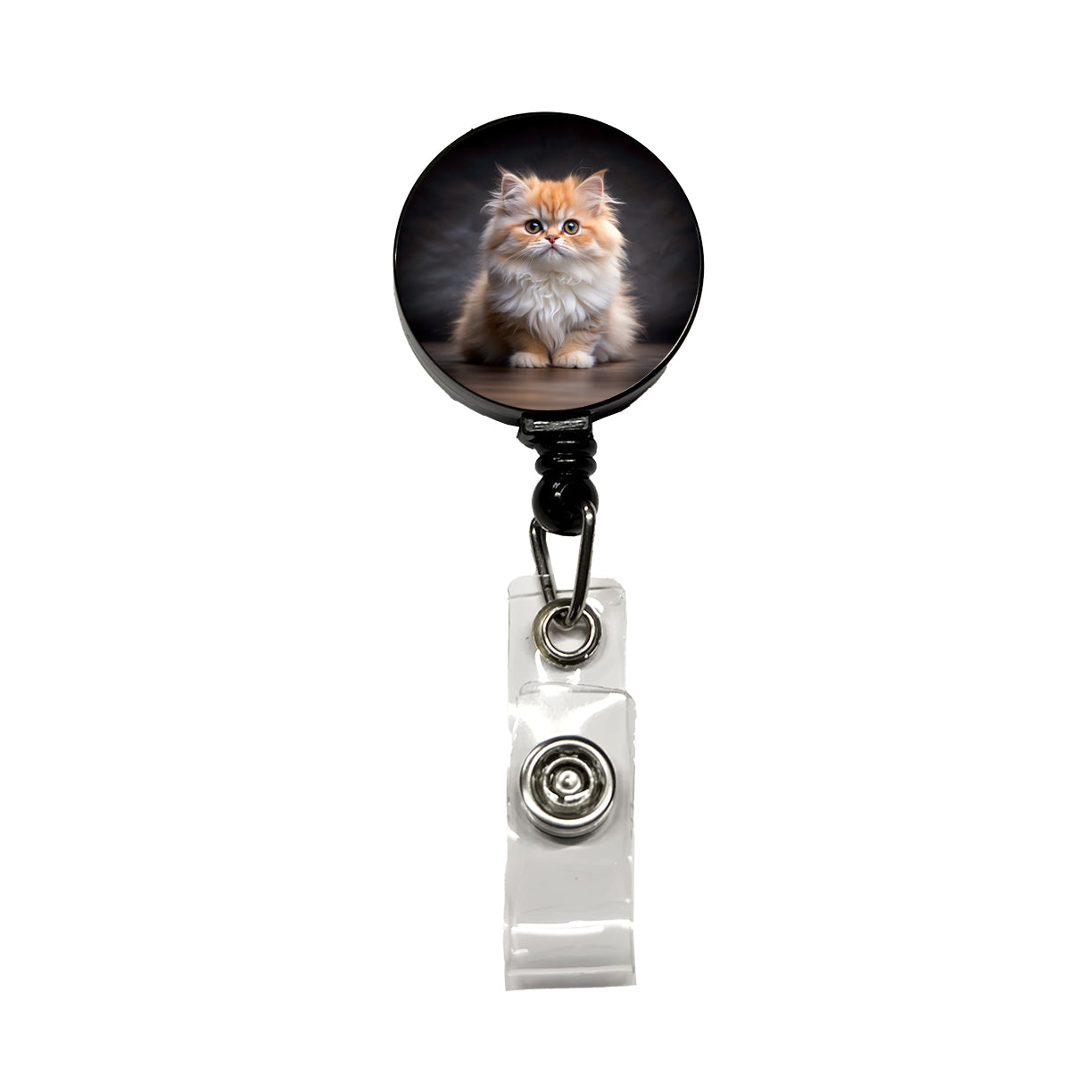 Classic Persian Cat Kitten Photo Retractable ID Key Card Name Tag Badge Holder with Clip