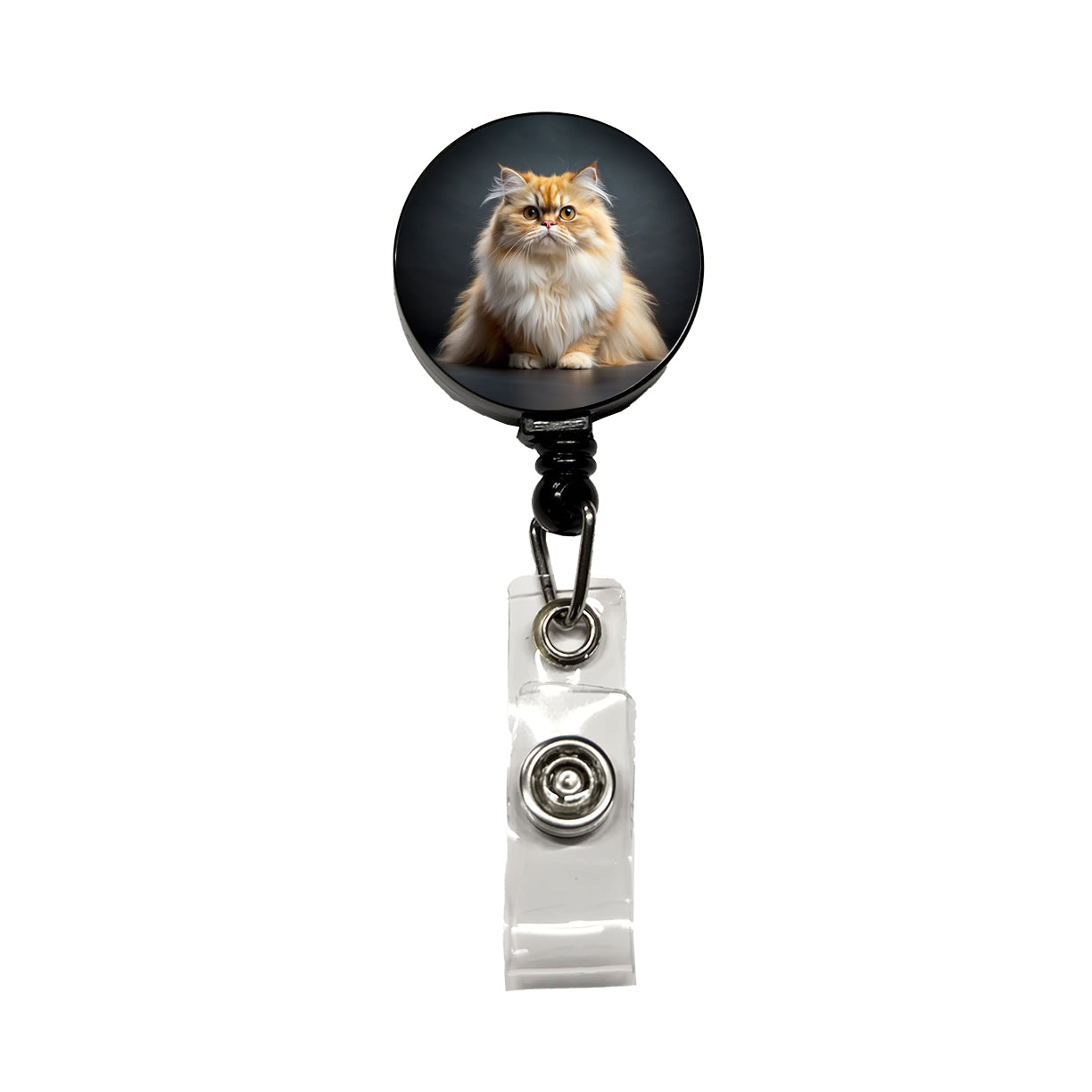 Classic Persian Cat Photo Retractable ID Key Card Name Tag Badge Holder with Clip