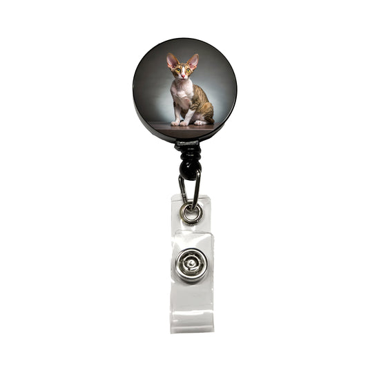 Cornish Rex Cat Photo Retractable ID Key Card Name Tag Badge Holder with Clip