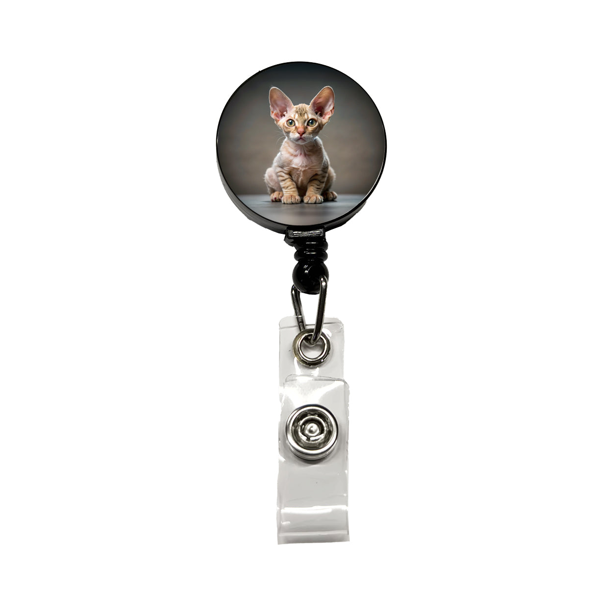 Devon Rex Cat Kitten Photo Retractable ID Key Card Name Tag Badge Holder with Clip