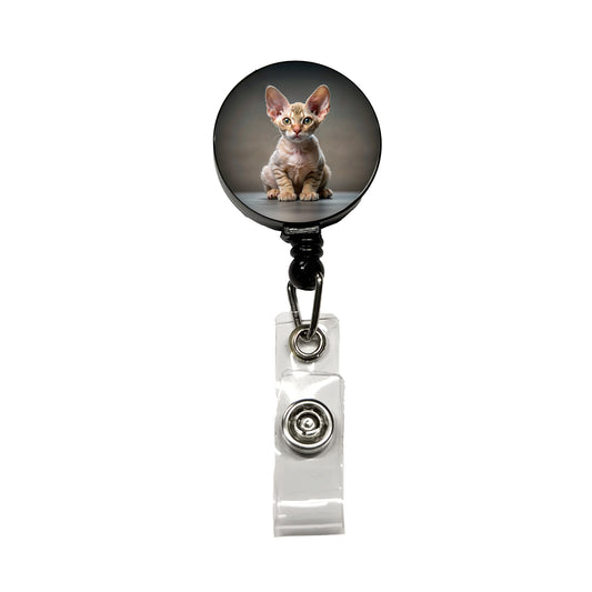 Devon Rex Cat Kitten Photo Retractable ID Key Card Name Tag Badge Holder with Clip