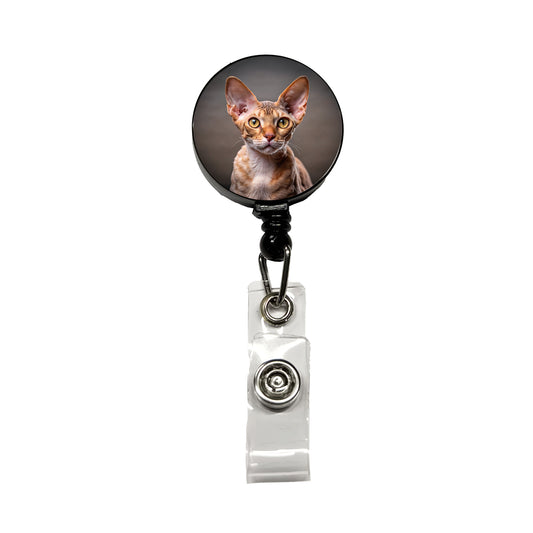 Devon Rex Cat Photo Retractable ID Key Card Name Tag Badge Holder with Clip