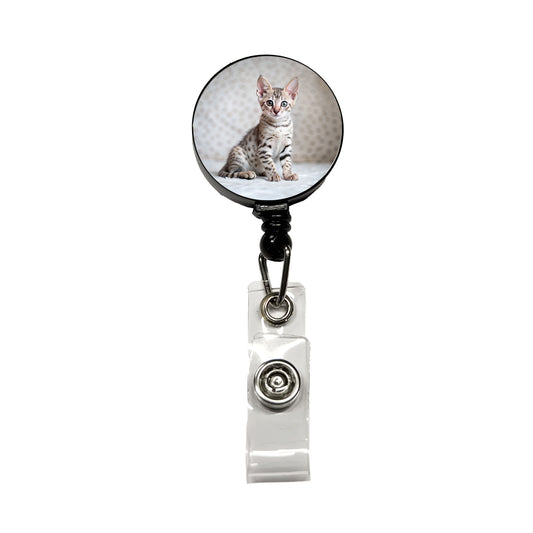 Egyptian Mau Cat Kitten Photo Retractable ID Key Card Name Tag Badge Holder with Clip