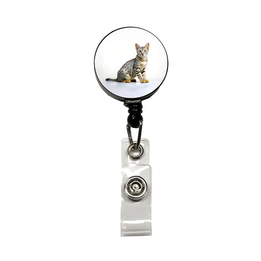 Egyptian Mau Cat Photo Retractable ID Key Card Name Tag Badge Holder with Clip