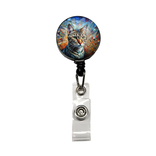 European Shorthair Cat Abstract Art Retractable ID Key Card Name Tag Badge Holder with Clip