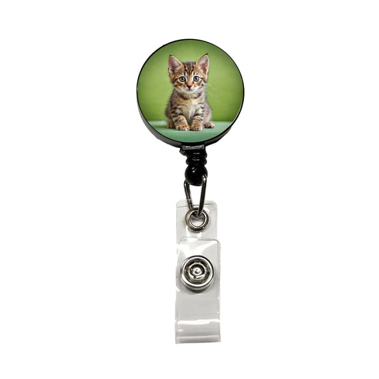 European Shorthair Cat Kitten Photo Retractable ID Key Card Name Tag Badge Holder with Clip
