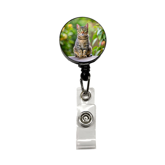 European Shorthair Cat Photo Retractable ID Key Card Name Tag Badge Holder with Clip