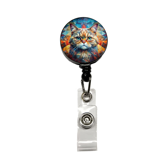 Exotic Shorthair Cat Abstract Art Retractable ID Key Card Name Tag Badge Holder with Clip