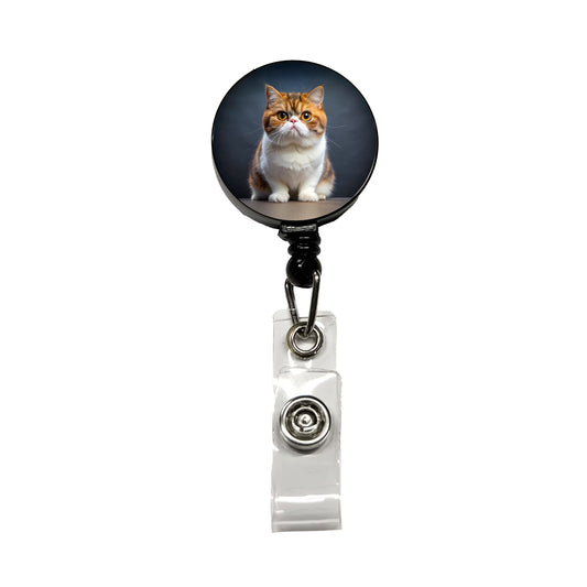 Exotic Shorthair Cat Photo Retractable ID Key Card Name Tag Badge Holder with Clip