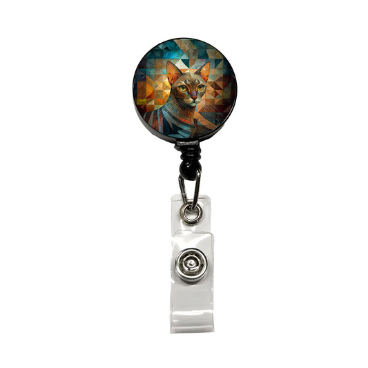 Havana Brown Cat Abstract Art Retractable ID Key Card Name Tag Badge Holder with Clip