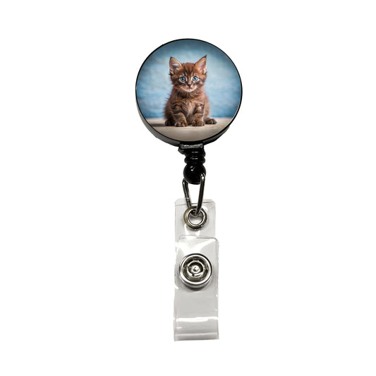 Havana Brown Cat Kitten Photo Retractable ID Key Card Name Tag Badge Holder with Clip