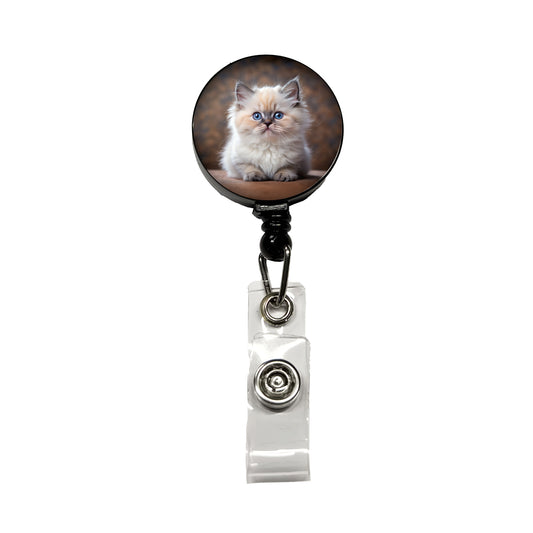 Himalayan Cat Kitten Photo Retractable ID Key Card Name Tag Badge Holder with Clip