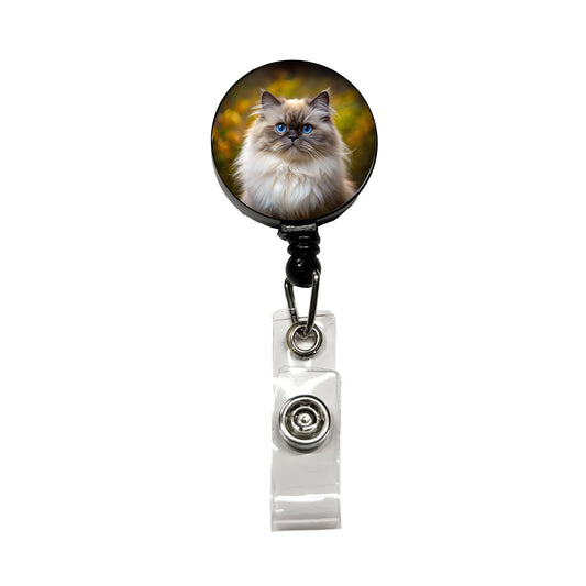 Himalayan Cat Photo Retractable ID Key Card Name Tag Badge Holder with Clip