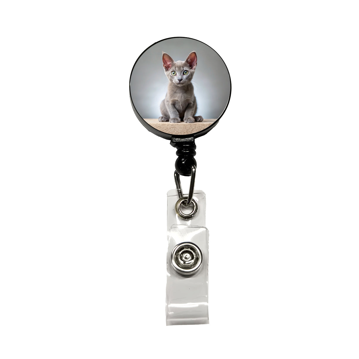 Korat Cat Kitten Photo Retractable ID Key Card Name Tag Badge Holder with Clip