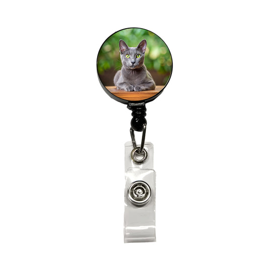 Korat Cat Photo Retractable ID Key Card Name Tag Badge Holder with Clip