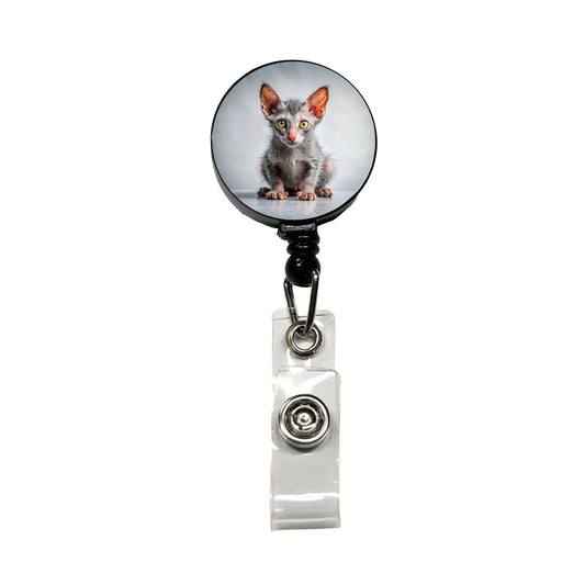 Lykoi Wolf Cat Kitten Photo Retractable ID Key Card Name Tag Badge Holder with Clip