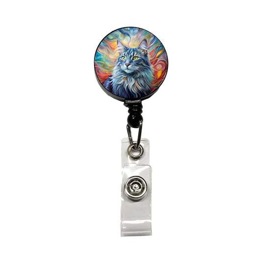 Nebelung Cat Abstract Art Retractable ID Key Card Name Tag Badge Holder with Clip