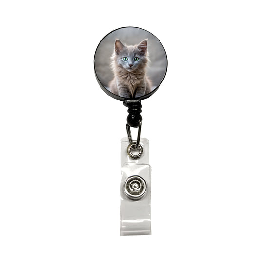 Nebelung Cat Kitten Photo Retractable ID Key Card Name Tag Badge Holder with Clip